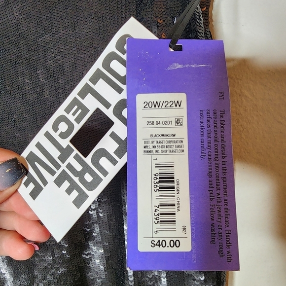 NWT Future Collective black sequin stretch flare pants.  Women's size 20W/22W - Picture 7 of 16